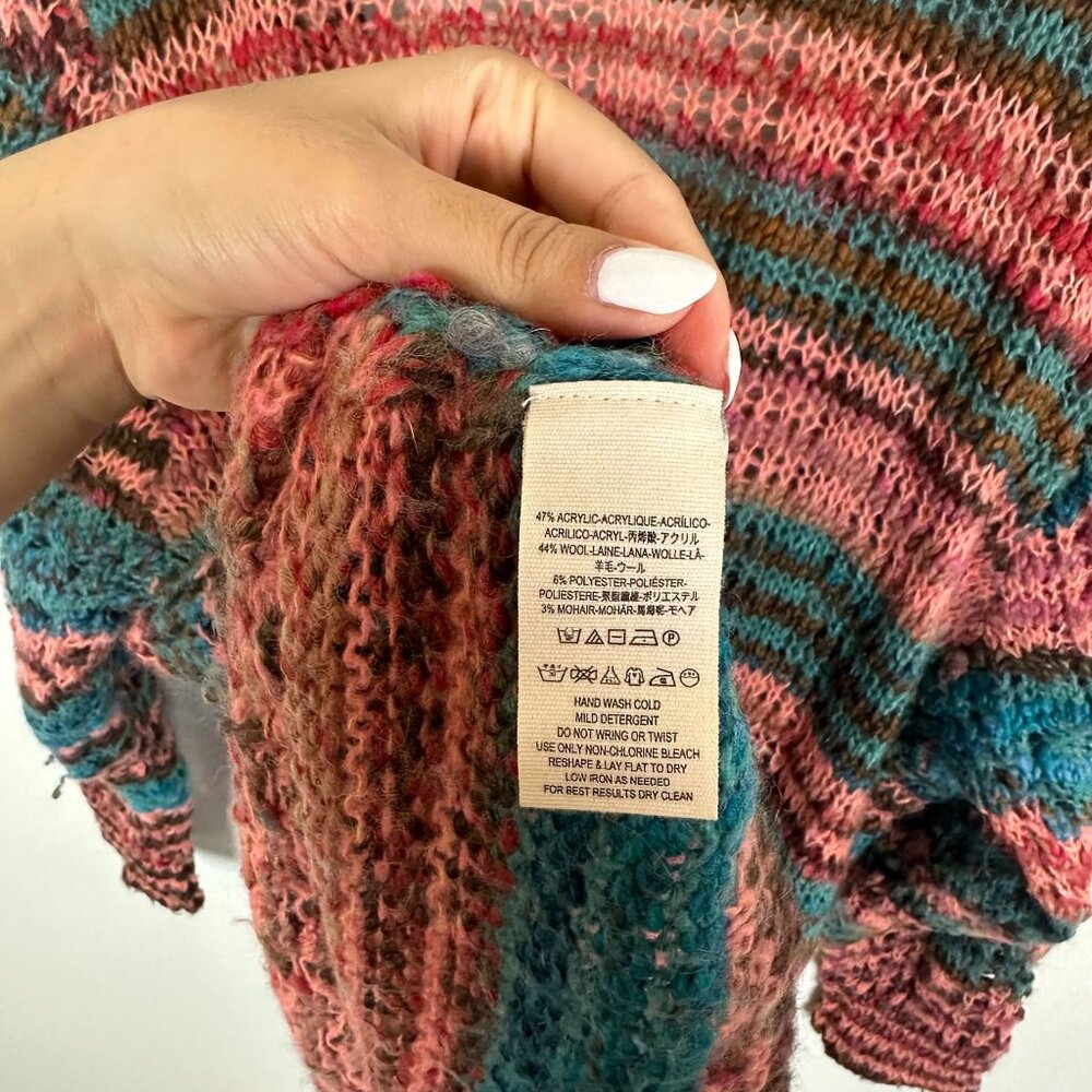 Free People Spell on Your Sweater L Boho Artsy Tunic Multicolor Cottagecore Beac - Picture 10 of 10